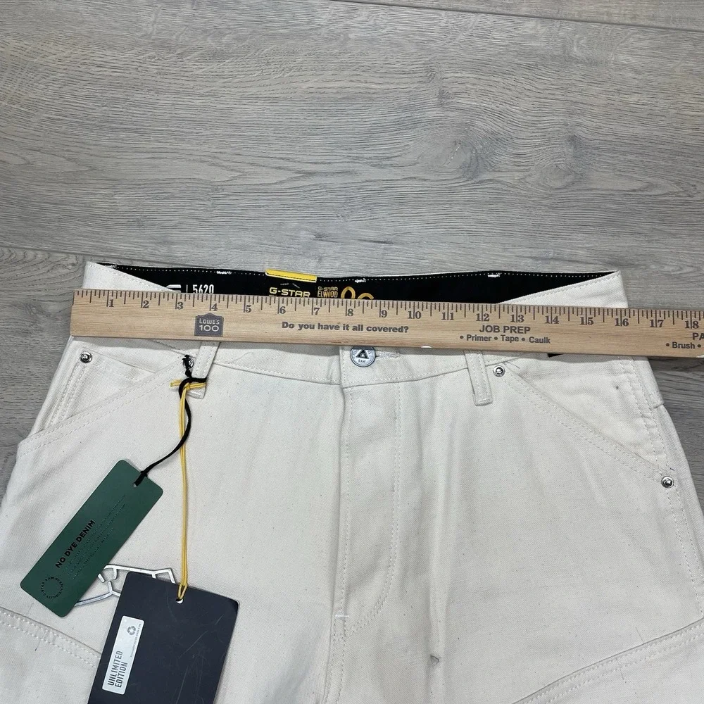 NWT G-Star Raw Elwood 5620 Jean Pants Moto Off White Men Sz 31x32 Duckman